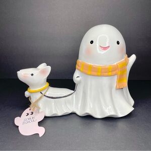 Goblin and Ghoul Ghost with Scarf Walking a Ghost Dog